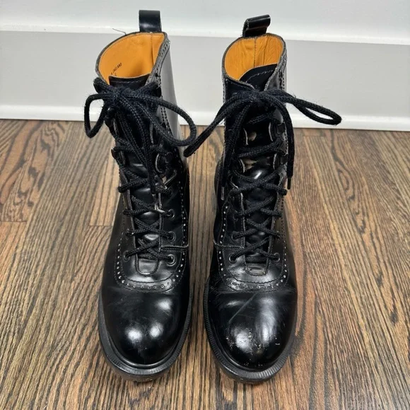 Early 1990s Vintage Dr. Martens 8146 Regina Black Leather Boots size UK6 US8 - Picture 2 of 11